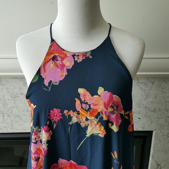 Everly Floral Print Racerback Dress S - Picture 2 of 6